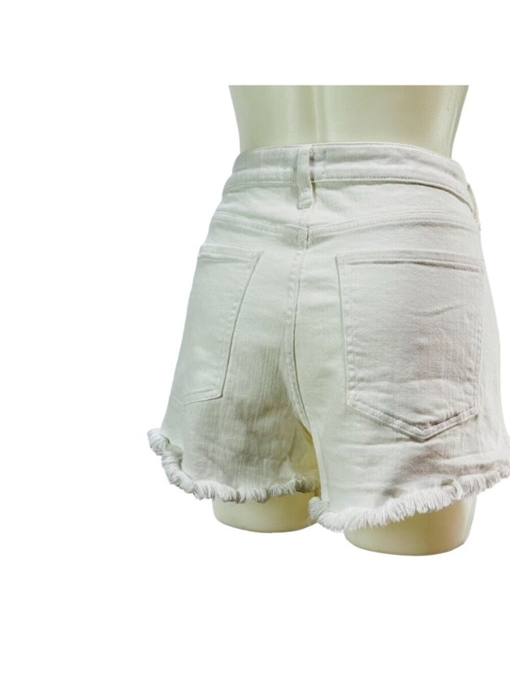 PISTOLA Women's Shorts White Cotton Denim Jean Frayed Edge Hem Stretch Size 32 - Picture 5 of 15